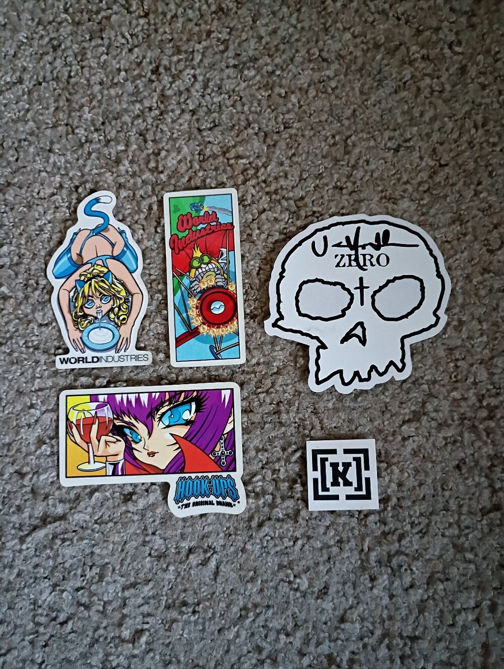 Bundle Lot of Stickers Hook-Ups Skateboards World Industries Zero and 1 Temp Tat